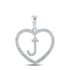 Heartfelt Diamond Initial Pendant - 10kt White Gold Womens Round Diamond J Letter Pendant 1/4 Cttw Top view from the 10Kt White Gold Womens Round Diamond Heart J Letter Pendant 1 4 Cttwpin210406 collection by Splendid Jewellery