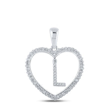 Load image into Gallery viewer, Romantic Love Letter Diamond Pendant Top view from the 10Kt White Gold Womens Round Diamond Heart L Letter Pendant 1 4 Cttwpin210428 collection by Splendid Jewellery