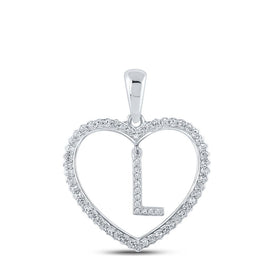 Romantic Love Letter Diamond Pendant Top view from the 10Kt White Gold Womens Round Diamond Heart L Letter Pendant 1 4 Cttwpin210428 collection by Splendid Jewellery