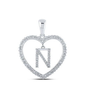 Romantic Love Letter Diamond Pendant Top view from the 10Kt White Gold Womens Round Diamond Heart N Letter Pendant 1 4 Cttwpin210472 collection by Splendid Jewellery