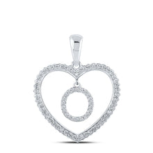 Load image into Gallery viewer, Heart of Brilliance: 10kt White Gold Diamond Initial Pendant Top view from the 10Kt White Gold Womens Round Diamond Heart O Letter Pendant 1 4 Cttwpin210474 collection by Splendid Jewellery