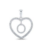 Heart of Brilliance: 10kt White Gold Diamond Initial Pendant Top view from the 10Kt White Gold Womens Round Diamond Heart O Letter Pendant 1 4 Cttwpin210474 collection by Splendid Jewellery