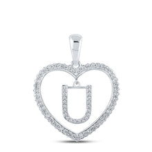 Load image into Gallery viewer, Heartfelt Diamond Initial Pendant - 10kt White Gold Womens Round Diamond U Letter Pendant 1/4 Cttw Top view from the 10Kt White Gold Womens Round Diamond Heart U Letter Pendant 1 4 Cttwpin210447 collection by Splendid Jewellery
