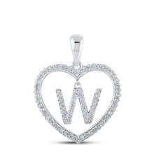 Load image into Gallery viewer, Personalized Diamond Heart Initial Pendant in 10kt White Gold - 1/4 Cttw Top view from the 10Kt White Gold Womens Round Diamond Heart W Letter Pendant 1 4 Cttwpin210449 collection by Splendid Jewellery