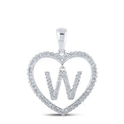 Personalized Diamond Heart Initial Pendant in 10kt White Gold - 1/4 Cttw Top view from the 10Kt White Gold Womens Round Diamond Heart W Letter Pendant 1 4 Cttwpin210449 collection by Splendid Jewellery