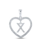 10kt White Gold Heart-Shaped Diamond Initial Pendant | Personalized Love and Affection Necklace Top view from the 10Kt White Gold Womens Round Diamond Heart X Letter Pendant 1 4 Cttwpin210482 collection by Splendid Jewellery