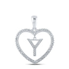 Heartfelt Brilliance: 10kt White Gold Diamond Initial & Letter Pendant Top view from the 10Kt White Gold Womens Round Diamond Heart Y Letter Pendant 1 4 Cttwpin210484 collection by Splendid Jewellery