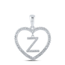 Load image into Gallery viewer, 10kt White Gold Womens Round Diamond Heart Z Letter Pendant - A Dazzling Expression of Love and Elegance Top view from the 10Kt White Gold Womens Round Diamond Heart Z Letter Pendant 1 4 Cttwpin210483 collection by Splendid Jewellery