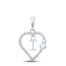 Load image into Gallery viewer, 10kt White Gold Diamond Initial &amp; Letter Pendant - A Symbol of Love and Individuality Top view from the 10Kt White Gold Womens Round Diamond I Heart Letter Pendant 1 10 Cttwpin213960 collection by Splendid Jewellery