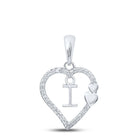 10kt White Gold Diamond Initial & Letter Pendant - A Symbol of Love and Individuality Top view from the 10Kt White Gold Womens Round Diamond I Heart Letter Pendant 1 10 Cttwpin213960 collection by Splendid Jewellery