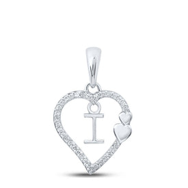 10kt White Gold Diamond Initial & Letter Pendant - A Symbol of Love and Individuality Top view from the 10Kt White Gold Womens Round Diamond I Heart Letter Pendant 1 10 Cttwpin213960 collection by Splendid Jewellery
