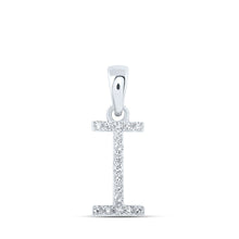 Load image into Gallery viewer, Elegant Diamond Initial Necklace in 10kt White Gold Top view from the 10Kt White Gold Womens Round Diamond I Initial Letter Pendant 1 12 Cttwpin216132 collection by Splendid Jewellery