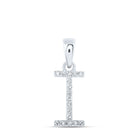 Elegant Diamond Initial Necklace in 10kt White Gold Top view from the 10Kt White Gold Womens Round Diamond I Initial Letter Pendant 1 12 Cttwpin216132 collection by Splendid Jewellery