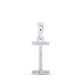 Elegant Diamond Initial Necklace in 10kt White Gold Top view from the 10Kt White Gold Womens Round Diamond I Initial Letter Pendant 1 12 Cttwpin216132 collection by Splendid Jewellery
