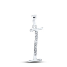 Load image into Gallery viewer, Elegant Initial Sparkle Pendant | 10kt White Gold Diamond Initial Pendant 1/12 Cttw | Splendid Jewellery Top view from the 10Kt White Gold Womens Round Diamond I Initial Letter Pendant 1 12 Cttwpin280664 collection by Splendid Jewellery