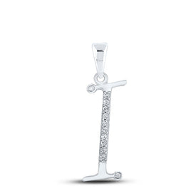 Elegant Initial Sparkle Pendant | 10kt White Gold Diamond Initial Pendant 1/12 Cttw | Splendid Jewellery Top view from the 10Kt White Gold Womens Round Diamond I Initial Letter Pendant 1 12 Cttwpin280664 collection by Splendid Jewellery