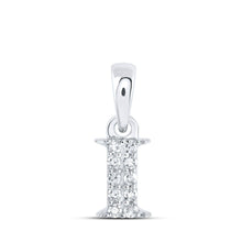 Load image into Gallery viewer, 10kt White Gold Diamond Initial Pendant: A Radiant Reflection of Elegance Top view from the 10Kt White Gold Womens Round Diamond I Initial Letter Pendant 1 20 Cttwpin216282 collection by Splendid Jewellery