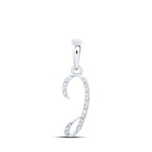 Load image into Gallery viewer, Dazzling Diamond &quot;I&quot; Initial Pendant: 10kt White Gold Womens Round Diamond Pendant 1/20 Cttw Top view from the 10Kt White Gold Womens Round Diamond I Initial Letter Pendant 1 20 Cttwpin216865 collection by Splendid Jewellery