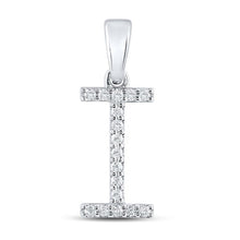 Load image into Gallery viewer, 10kt White Gold Diamond Initial Pendant - Personalized Elegance Top view from the 10Kt White Gold Womens Round Diamond I Initial Letter Pendant 1 8 Cttwpin289096 collection by Splendid Jewellery
