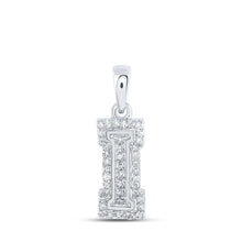 Load image into Gallery viewer, Sparkling Diamond Initial Pendant in 10kt White Gold - Personalized Elegance and Style Top view from the 10Kt White Gold Womens Round Diamond I Initial Letter Pendant 1 8 Cttwpin216019 collection by Splendid Jewellery