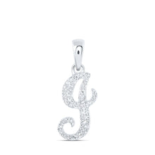 Load image into Gallery viewer, Splendid Jewellery 10kt White Gold Diamond Initial Pendant - Personalized Elegance Top view from the 10Kt White Gold Womens Round Diamond I Initial Letter Pendant 1 8 Cttwpin216365 collection by Splendid Jewellery