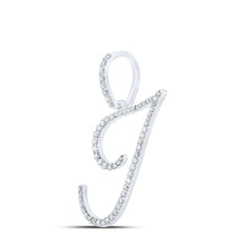 Load image into Gallery viewer, 10kt White Gold Diamond Initial Pendant - Personalized Elegance in Every Letter Side view from the 10Kt White Gold Womens Round Diamond I Initial Letter Pendant 3 8 Cttwpin217001 collection by Splendid Jewellery