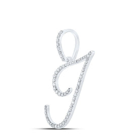 10kt White Gold Diamond Initial Pendant - Personalized Elegance in Every Letter Side view from the 10Kt White Gold Womens Round Diamond I Initial Letter Pendant 3 8 Cttwpin217001 collection by Splendid Jewellery