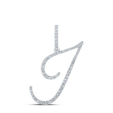 Load image into Gallery viewer, 10kt White Gold Diamond Initial Pendant - Personalized Elegance in Every Letter Top view from the 10Kt White Gold Womens Round Diamond I Initial Letter Pendant 3 8 Cttwpin217001 collection by Splendid Jewellery