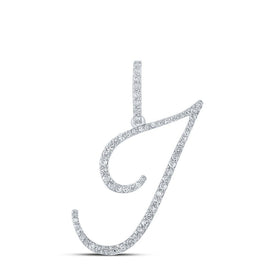 10kt White Gold Diamond Initial Pendant - Personalized Elegance in Every Letter Top view from the 10Kt White Gold Womens Round Diamond I Initial Letter Pendant 3 8 Cttwpin217001 collection by Splendid Jewellery