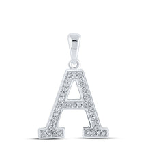Load image into Gallery viewer, Luxury Initial Sparkle Pendant - 10kt White Gold &amp; Diamond Letter Necklace Top view from the 10Kt White Gold Womens Round Diamond Initial A Letter Pendant 1 12 Cttwpin210678 collection by Splendid Jewellery