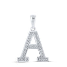Luxury Initial Sparkle Pendant - 10kt White Gold & Diamond Letter Necklace Top view from the 10Kt White Gold Womens Round Diamond Initial A Letter Pendant 1 12 Cttwpin210678 collection by Splendid Jewellery