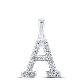 Luxury Initial Sparkle Pendant - 10kt White Gold & Diamond Letter Necklace Top view from the 10Kt White Gold Womens Round Diamond Initial A Letter Pendant 1 12 Cttwpin210678 collection by Splendid Jewellery
