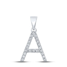 Load image into Gallery viewer, 10kt White Gold Round Diamond Initial Pendant - Personalized Elegance Top view from the 10Kt White Gold Womens Round Diamond Initial A Letter Pendant 1 5 Cttwpin289089 collection by Splendid Jewellery