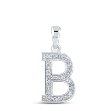 Load image into Gallery viewer, 10kt White Gold Diamond Initial Pendant - Personalized Elegance Top view from the 10Kt White Gold Womens Round Diamond Initial B Letter Pendant 1 12 Cttwpin281740 collection by Splendid Jewellery