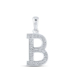 10kt White Gold Diamond Initial Pendant - Personalized Elegance Top view from the 10Kt White Gold Womens Round Diamond Initial B Letter Pendant 1 12 Cttwpin281740 collection by Splendid Jewellery