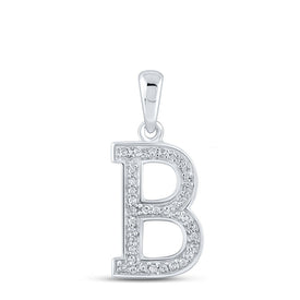 10kt White Gold Diamond Initial Pendant - Personalized Elegance Top view from the 10Kt White Gold Womens Round Diamond Initial B Letter Pendant 1 12 Cttwpin281740 collection by Splendid Jewellery