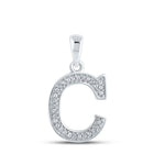 10kt White Gold Diamond Initial Pendant: Personalized Elegance and Sparkling Sophistication Top view from the 10Kt White Gold Womens Round Diamond Initial C Letter Pendant 1 12 Cttwpin210679 collection by Splendid Jewellery