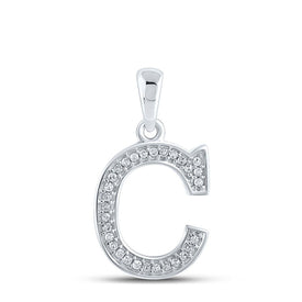 10kt White Gold Diamond Initial Pendant: Personalized Elegance and Sparkling Sophistication Top view from the 10Kt White Gold Womens Round Diamond Initial C Letter Pendant 1 12 Cttwpin210679 collection by Splendid Jewellery