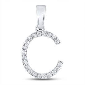 10kt White Gold Diamond Initial C Pendant - Personalized Elegance and Sparkling Brilliance Top view from the 10Kt White Gold Womens Round Diamond Initial C Letter Pendant 1 5 Cttwpin289018 collection by Splendid Jewellery