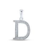 Enchanting Diamond Initial & Letter Pendant: Personalized Elegance in 10kt White Gold Top view from the 10Kt White Gold Womens Round Diamond Initial D Letter Pendant 1 12 Cttwpin210652 collection by Splendid Jewellery