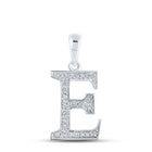 Elegant Diamond Initial E Pendant in 10kt White Gold Top view from the 10Kt White Gold Womens Round Diamond Initial E Letter Pendant 1 12 Cttwpin281747 collection by Splendid Jewellery
