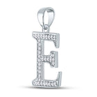 Elegant Diamond Initial E Pendant in 10kt White Gold Side view from the 10Kt White Gold Womens Round Diamond Initial E Letter Pendant 1 12 Cttwpin281747 collection by Splendid Jewellery
