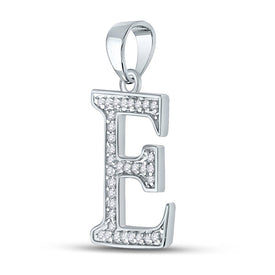 Elegant Diamond Initial E Pendant in 10kt White Gold Side view from the 10Kt White Gold Womens Round Diamond Initial E Letter Pendant 1 12 Cttwpin281747 collection by Splendid Jewellery