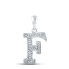 10kt White Gold Diamond Initial F Letter Pendant - Elegant and Personalized Jewelry Piece Top view from the 10Kt White Gold Womens Round Diamond Initial F Letter Pendant 1 12 Cttwpin210654 collection by Splendid Jewellery
