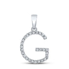 10kt White Gold Personalized Diamond Initial Pendant Top view from the 10Kt White Gold Womens Round Diamond Initial G Letter Pendant 1 5 Cttwpin289092 collection by Splendid Jewellery