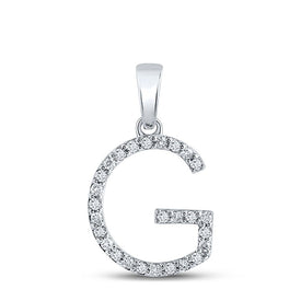 10kt White Gold Personalized Diamond Initial Pendant Top view from the 10Kt White Gold Womens Round Diamond Initial G Letter Pendant 1 5 Cttwpin289092 collection by Splendid Jewellery