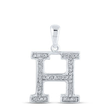 Load image into Gallery viewer, 10kt White Gold Diamond Initial H Letter Pendant - Personalized Elegance Top view from the 10Kt White Gold Womens Round Diamond Initial H Letter Pendant 1 10 Cttwpin210645 collection by Splendid Jewellery