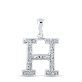 10kt White Gold Diamond Initial H Letter Pendant - Personalized Elegance Top view from the 10Kt White Gold Womens Round Diamond Initial H Letter Pendant 1 10 Cttwpin210645 collection by Splendid Jewellery