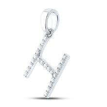 Load image into Gallery viewer, Splendid Jewellery 10kt White Gold Diamond Initial &amp; Letter Pendant Side view from the 10Kt White Gold Womens Round Diamond Initial H Letter Pendant 1 5 Cttwpin289098 collection by Splendid Jewellery