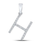 Splendid Jewellery 10kt White Gold Diamond Initial & Letter Pendant Top view from the 10Kt White Gold Womens Round Diamond Initial H Letter Pendant 1 5 Cttwpin289098 collection by Splendid Jewellery
